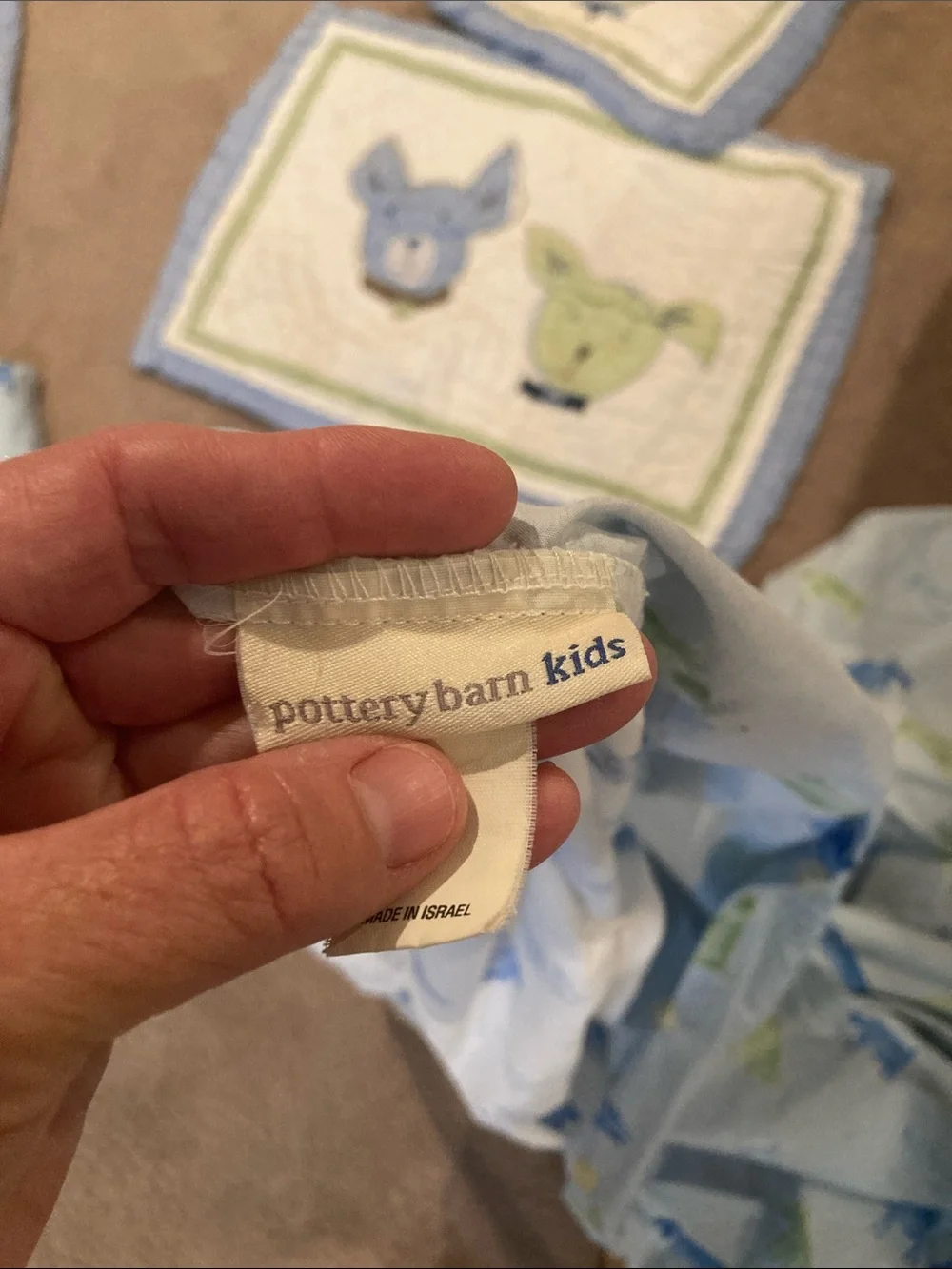 Pottery Barn Kids Blue and Green puppy Duvets  and shams for 2 twins